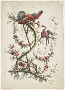 Ornamento. Chinoiserie. Flores y pájaros., 1770 de Jean Baptiste Pillement